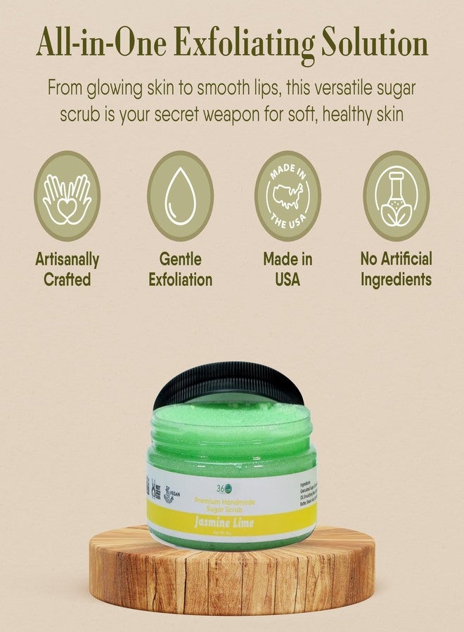 360Feel Jasmine Lime Sugar Body Scrub - Great for Exfoliating Bodyscrub Acne Scars Stretch Marks Foot Scrub Great Gifts For Women - 8 Fl Oz - Image 3